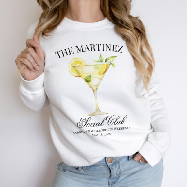 Custom Name Social Club Lemon Cocktail Wedding Sweatshirt (Customizable Wording.)