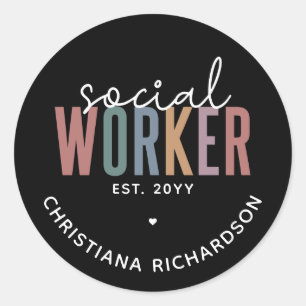 Custom Name Social Worker graduation Gift Classic Round Sticker