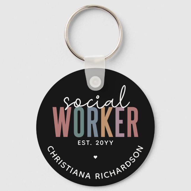 Custom Name Social Worker graduation Gifts Key Ring (Front)