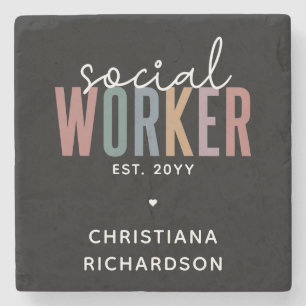 Custom Name Social Worker graduation Gifts Stone Coaster