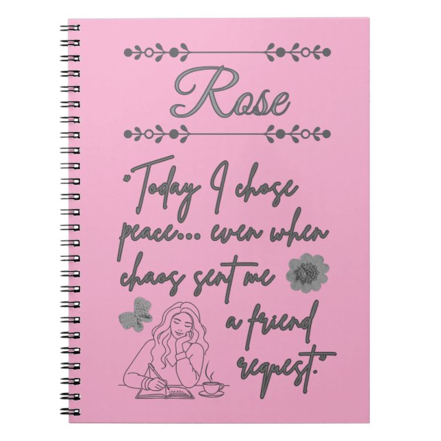 Custom Name Soft Girl Energy PinkJournal Notebook  (Front)
