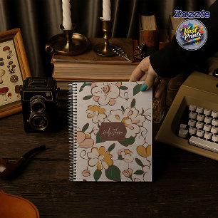 Custom Name Soft Pastel Floral Garden Name Label Notebook