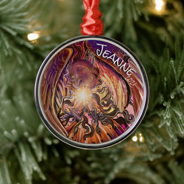 Custom Name Solar Burst Hawk   Ornament (Tree)