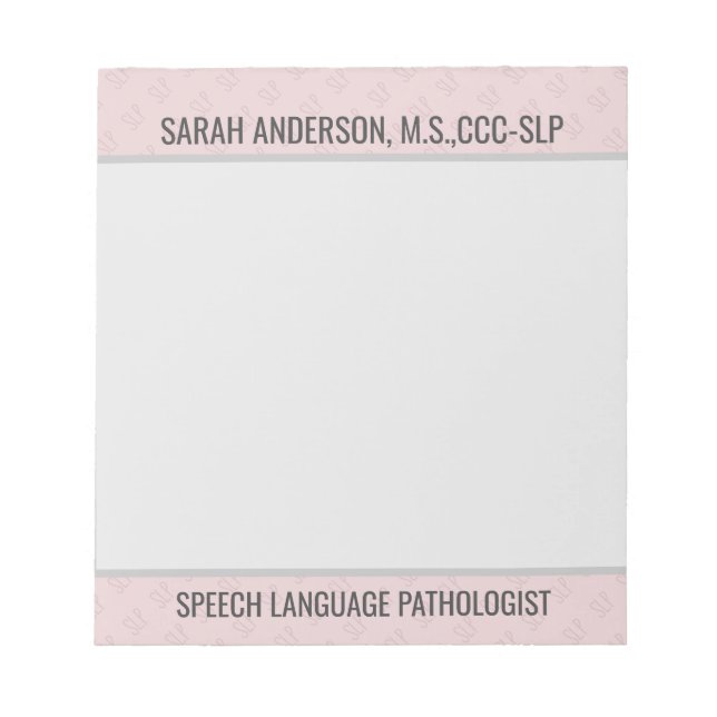 Custom Name Speech language Pathologist SLP  Notep Notepad (Front)