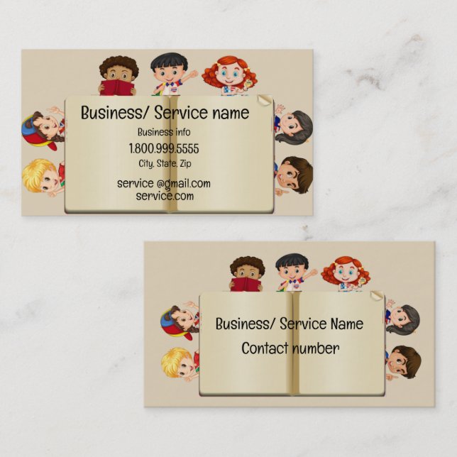 Custom Name Speech Therapy Kids Cartoon Business C Card (Front/Back)