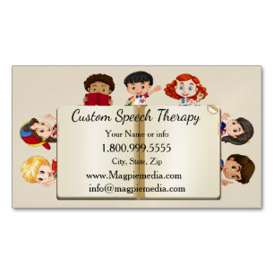 Custom Name Speech Therapy Kids Cartoon Magnetic Business Card