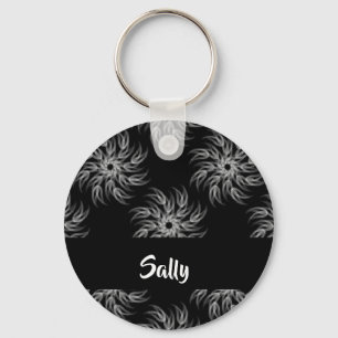 Custom name spirals on black key ring