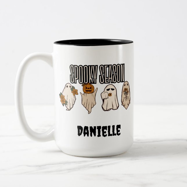 Custom name spooky season mug, Halloween mug (Left)