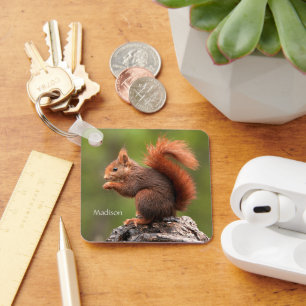 Custom Name Squirrel Key Ring