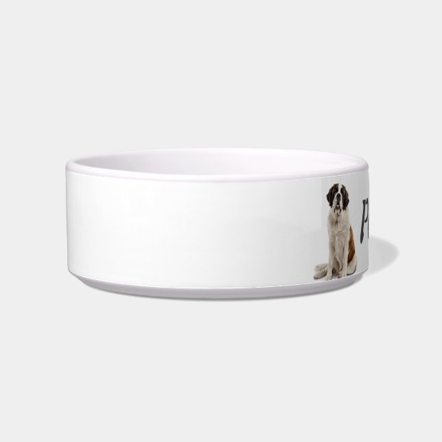 Custom Name St Bernard Dog Pet Animal Bowl (Left)