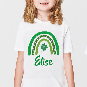 CUSTOM NAME St. Patrick's Day Boho Rainbow Kids T-Shirt