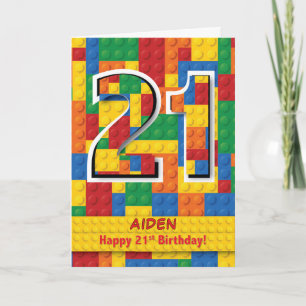 Custom Name Stacking Blocks 21st Birthday Card