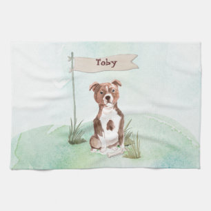 Custom Name Staffordshire Bull Terrier Pet Dog Tea Towel