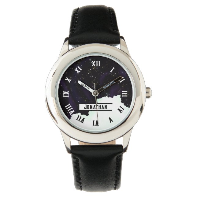 CUSTOM Name Starry Outer Space and Cloud  Watch (Front)