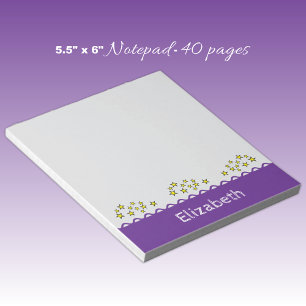 Custom name stars purple kids notepad