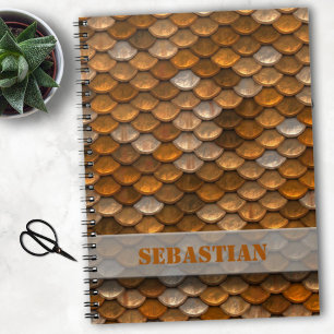 Custom Name Steampunk Metallic Bronze Scales iPad Notebook