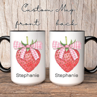 Custom Name Strawberry Mug, Birthday Gift for Her Mug