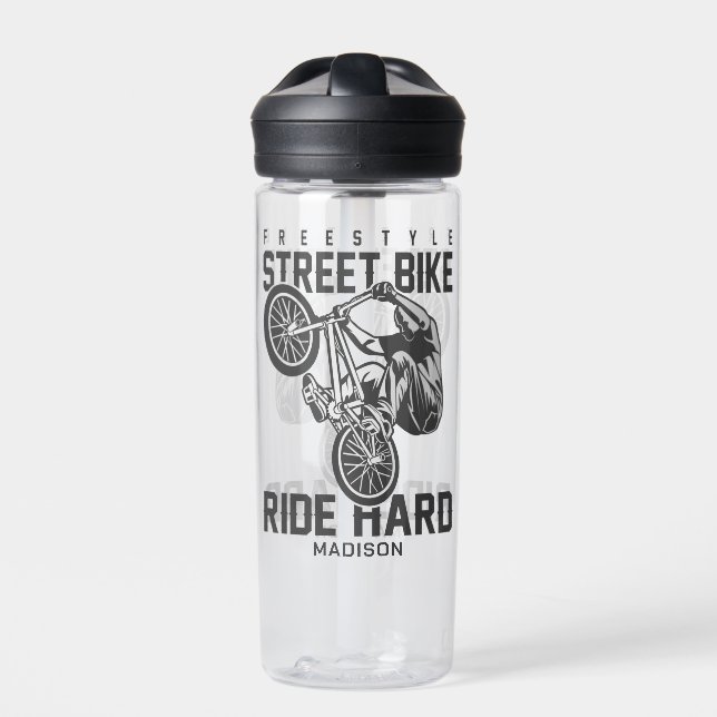 Custom name Street Bike Water Bottle (Front)