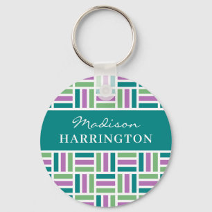 Custom name Stripe Pattern key chains