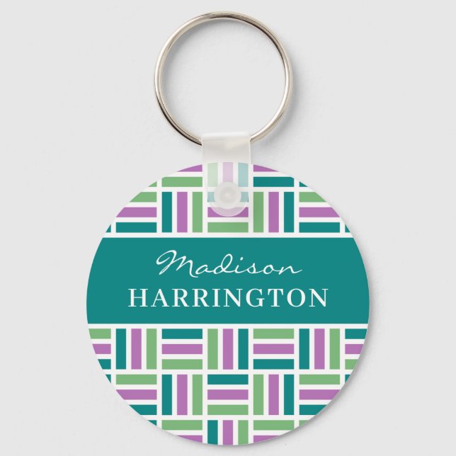 Custom name Stripe Pattern key chains (Front)