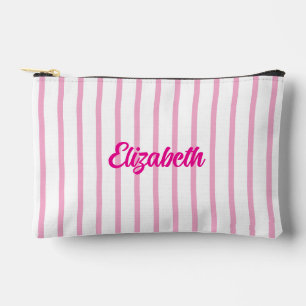 Custom Name Striped Bridal Shower Travel Cosmetic Accessory Pouch
