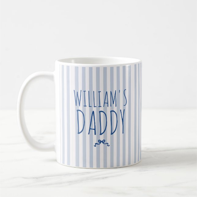 Custom Name Stripes Pattern With Bow Coffee Mug (Left)