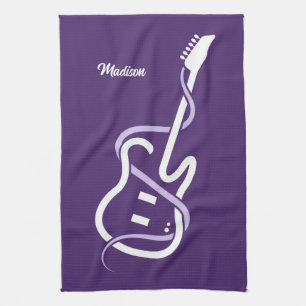 Custom Name Stylised Guitar Tea Towel