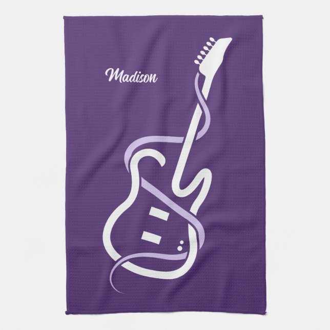 Custom Name Stylised Guitar Tea Towel (Vertical)