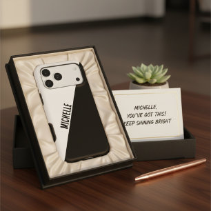 Custom name stylish Black & white split monochrome