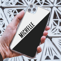 Custom name stylish Black & white split monochrome