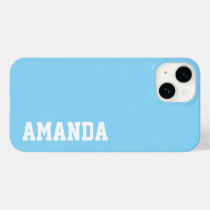 Custom Name Stylish Modern Elegant blue Colour. Case-Mate iPhone 14 Case