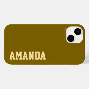 Custom Name Stylish Modern Elegant Brown Colour. Case-Mate iPhone 14 Case