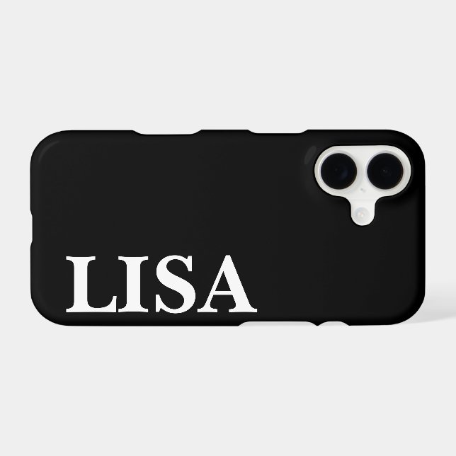 CUSTOM NAME STYLISH MODERN MINIMAL MONOGRAM BLACK iPhone CASE (Back Horizontal)
