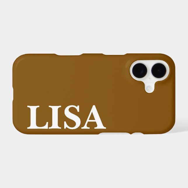 CUSTOM NAME STYLISH MODERN MINIMAL MONOGRAM BROWN iPhone CASE (Back Horizontal)