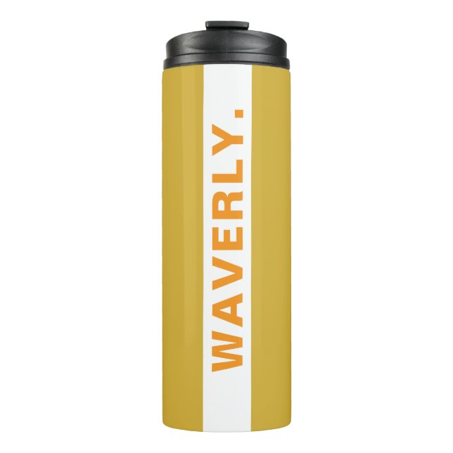 Custom Name Stylish Orange Thermal Tumbler (Front)