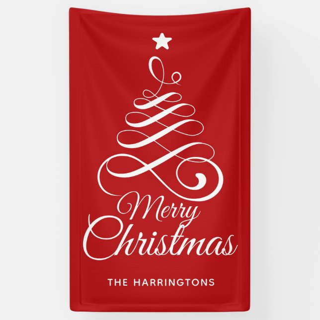 Custom name Stylized Christmas Tree banner (Vertical)
