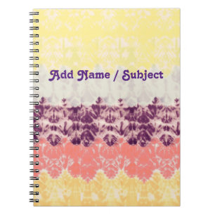 Custom Name/Subject Boho Hippie Tiedye School Notebook