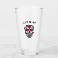 CUSTOM NAME SUGAR SKULL GLASS PINT
