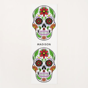 Custom Name Sugar Skull Yoga Mat