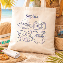 Custom Name Summer Vacation Canvas Bag