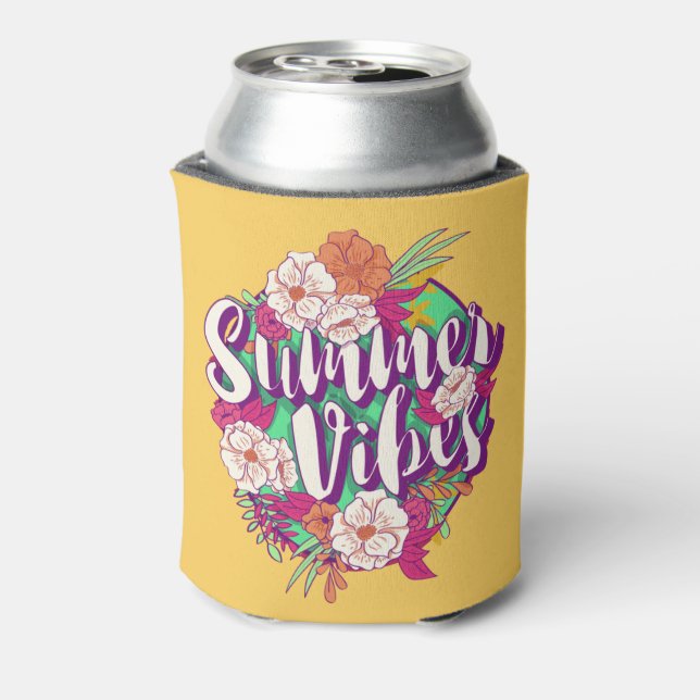 Custom Name Summer Vibes Can Cooler (Can Back)