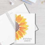 Custom Name Sunflower 2023  Planner<br><div class="desc">This simple and stylish Planner is decorated with a yellow watercolor sunflower. Easily customisable with your name, and year. Use the Customise Further option to change the text size, style, and colour. Because we create our artwork you won't find this exact image from other designers. Original Watercolor © Michele Davies....</div>