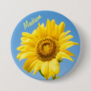 Custom name Sunflower 7.5 Cm Round Badge