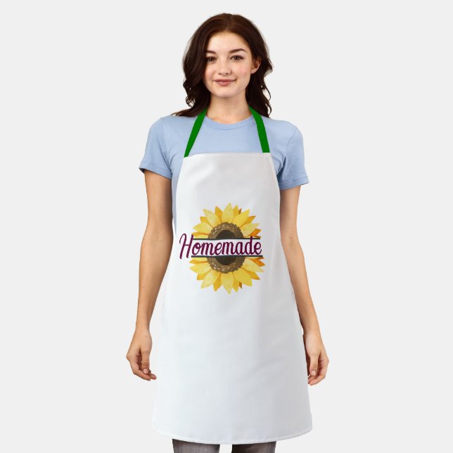 Custom Name Sunflower Apron - Personalised Gift (Worn)
