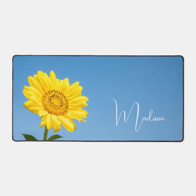 Custom Name Sunflower Desk Mat (Front)
