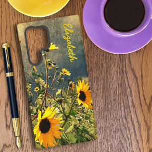 Custom Name Sunflowers Vintage Texture Samsung Galaxy Case