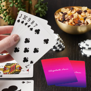 Custom Name Sunset Horizon Red Pink Purple Blue Playing Cards
