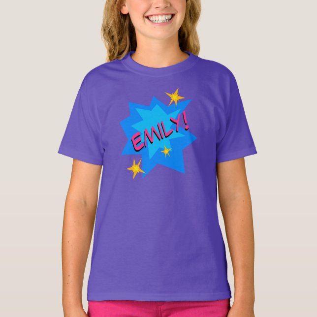 Custom Name Superhero Girl's T-Shirt (Front)