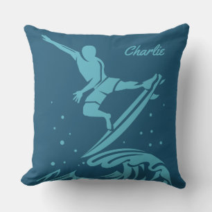 Custom Name Surfer throw pillows