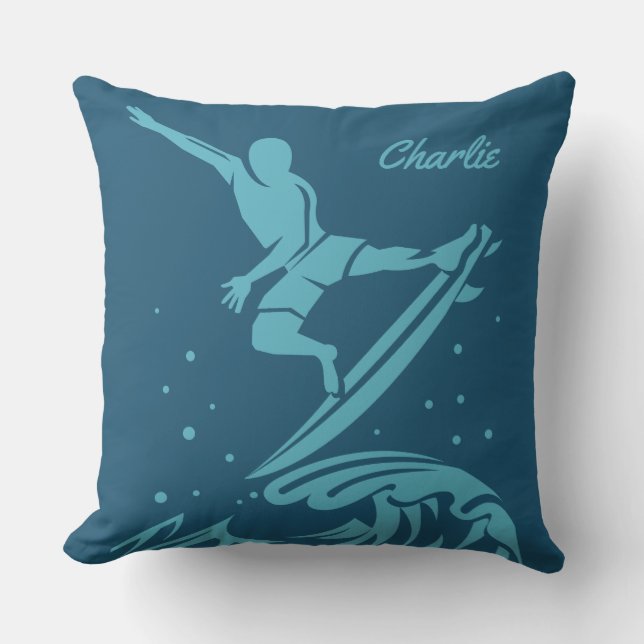Custom Name Surfer throw pillows (Front)